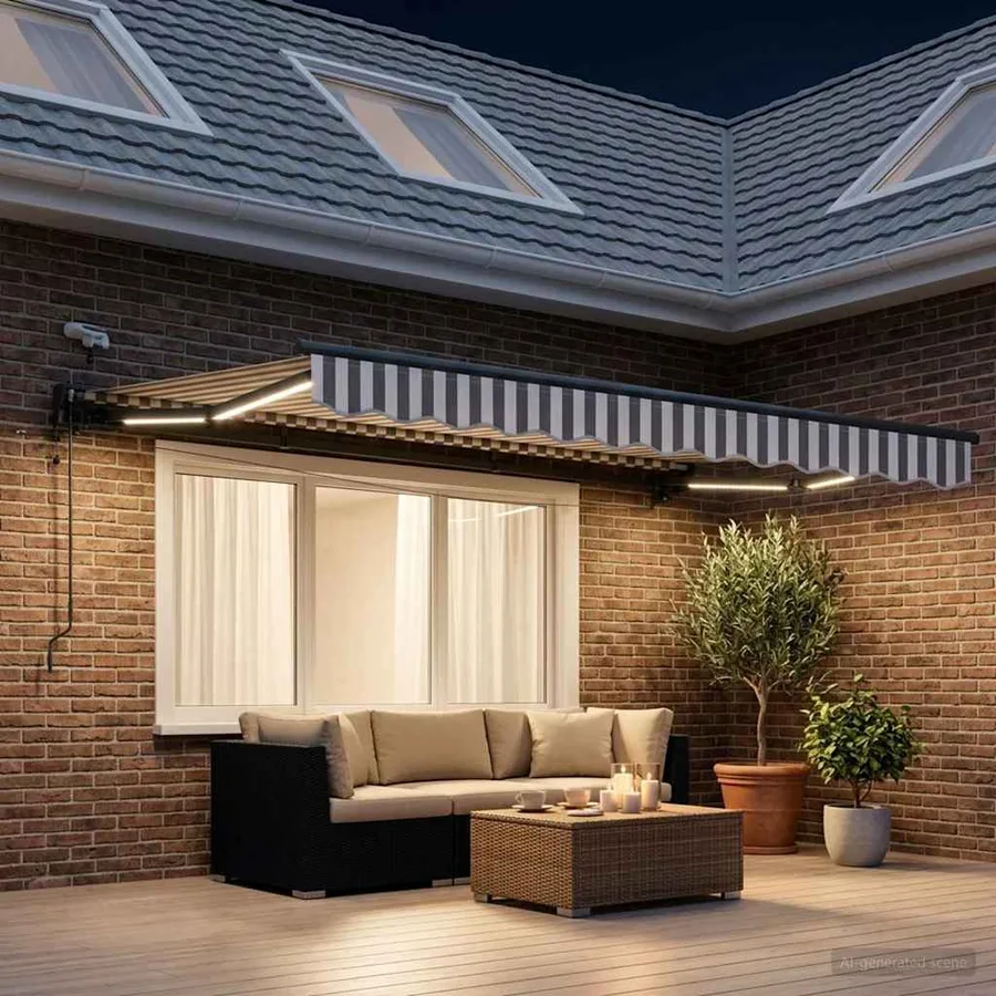 Auvent rétractable électrique Gris clair et blanc 3,5 x 2 m - 3
