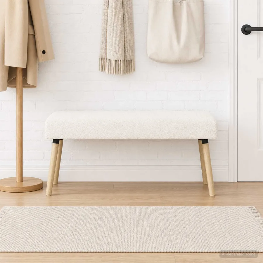 banc Uni Crème 110 x 40 x 46 cm Bouclé - 3