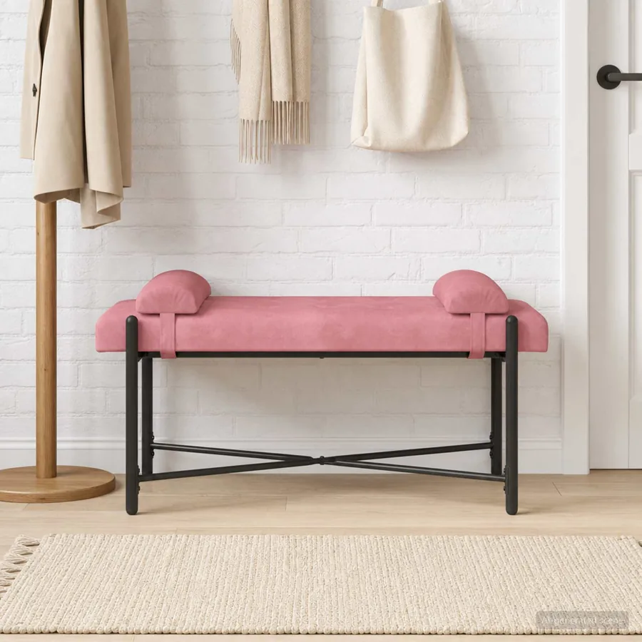 Banc capitonné à boutons avec coussins Rose 110 x 40 x 46 cm