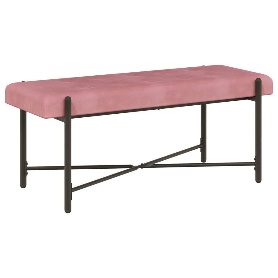 Banc capitonné à boutons avec coussins Rose 110 x 40 x 46 cm - 5
