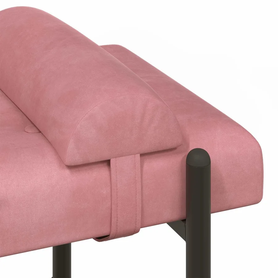 Banc capitonné à boutons avec coussins Rose 110 x 40 x 46 cm - 7