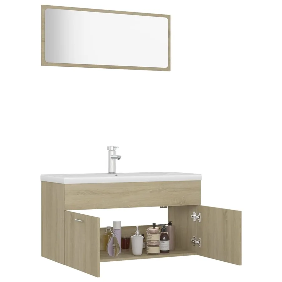 Ensemble de meubles de salle de bain Chêne sonoma Aggloméré - 4