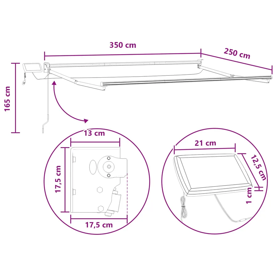 Store rétractable manuel avec LEDs Sable - 10