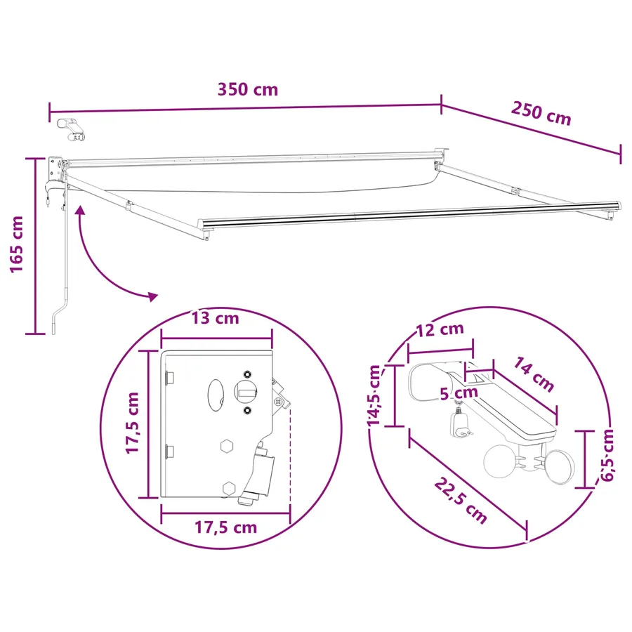 Auvent rétractable électrique Sable 100% Polyester et Aluminium - 11