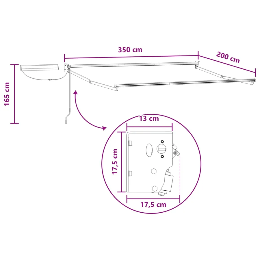 Auvent rétractable électrique Sable 100% Polyester et Aluminium - 9
