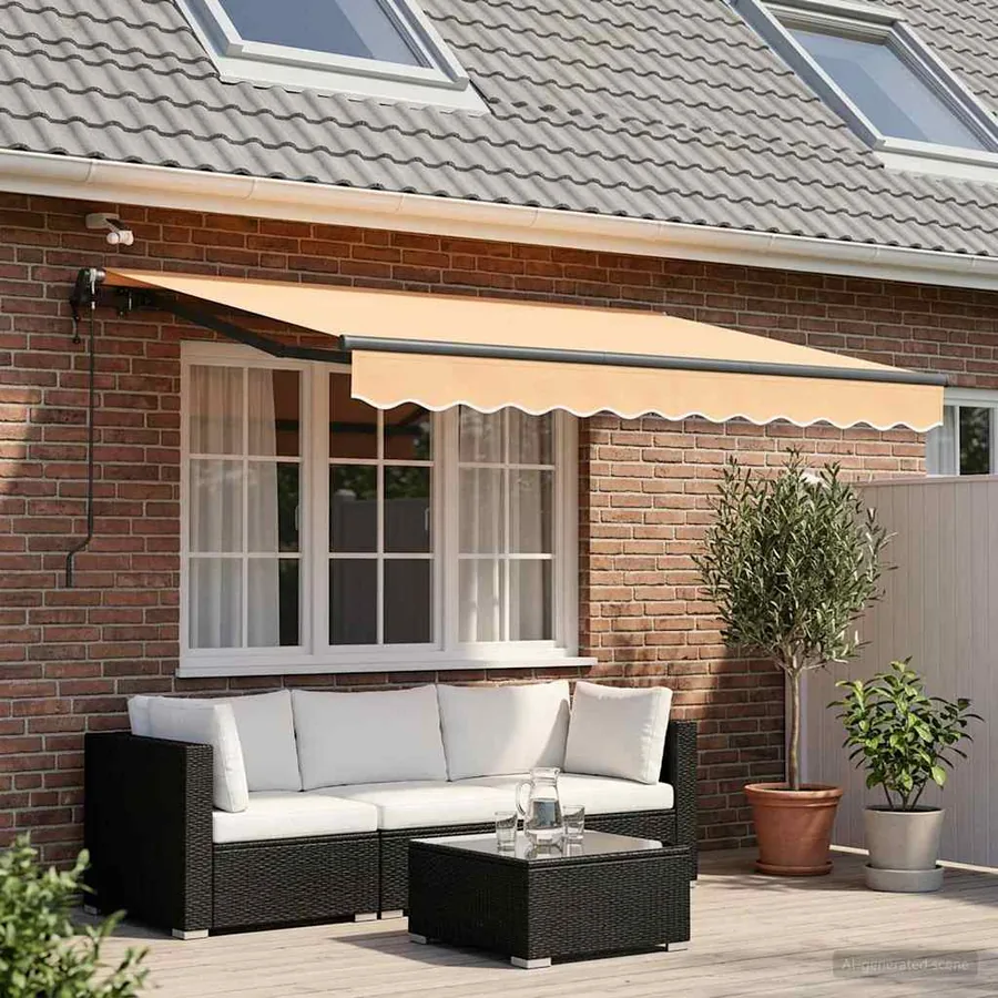 Auvent rétractable Sable 350 x 250 cm Polyester