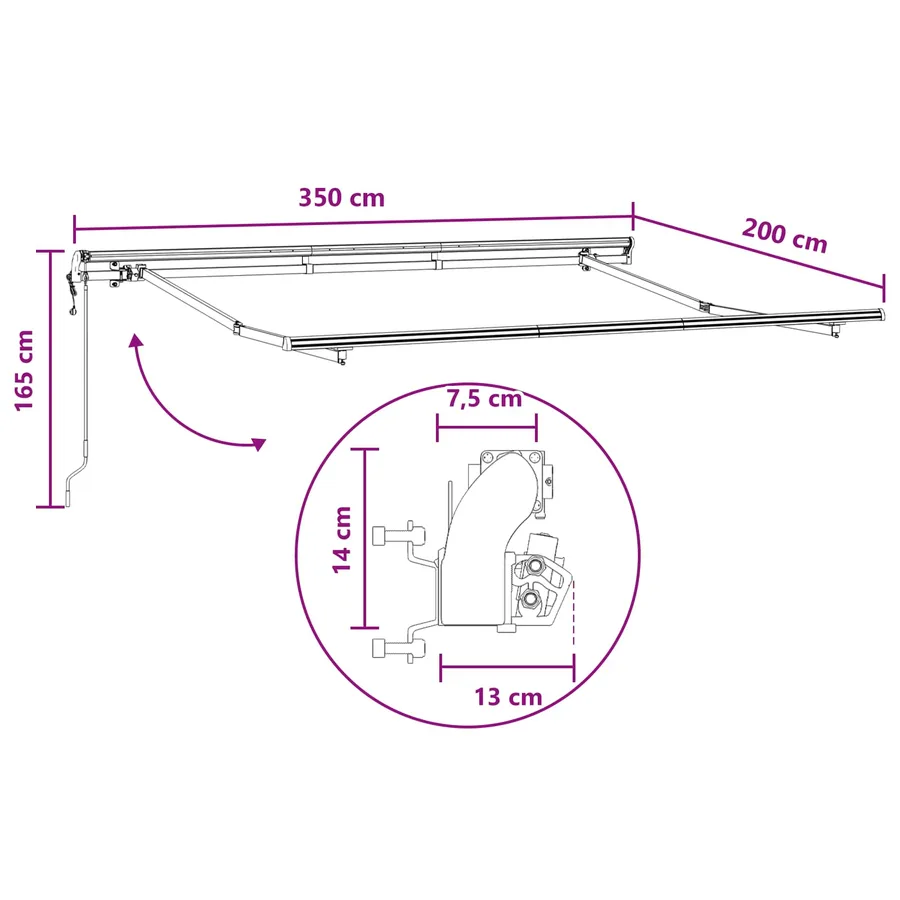Auvent Rétractable Sable 3,5 x 2 m tissu - 8