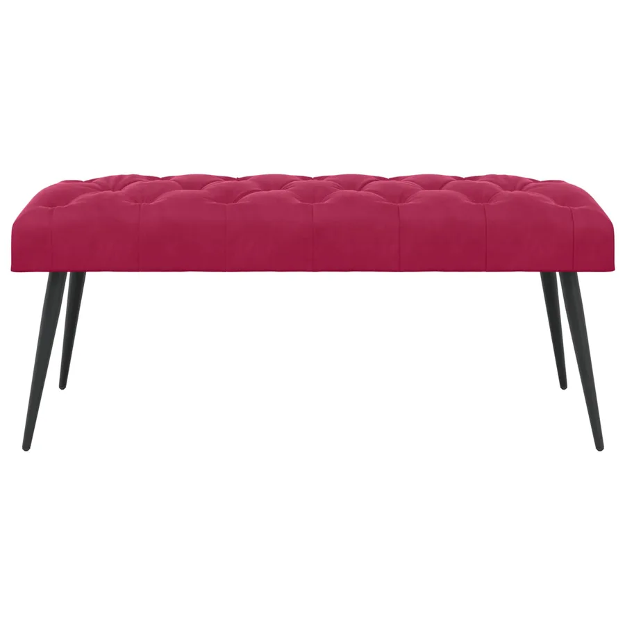 Banc avec capitonnage bouton Bordeaux 110 x 40 x 46 cm Velours - 5