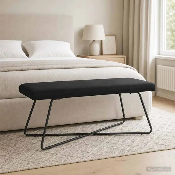 banc Noir 110 x 40 x 45 cm Velours
