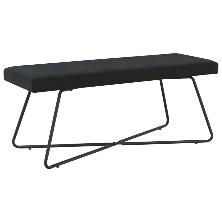 banc Noir 110 x 40 x 45 cm Velours - 2