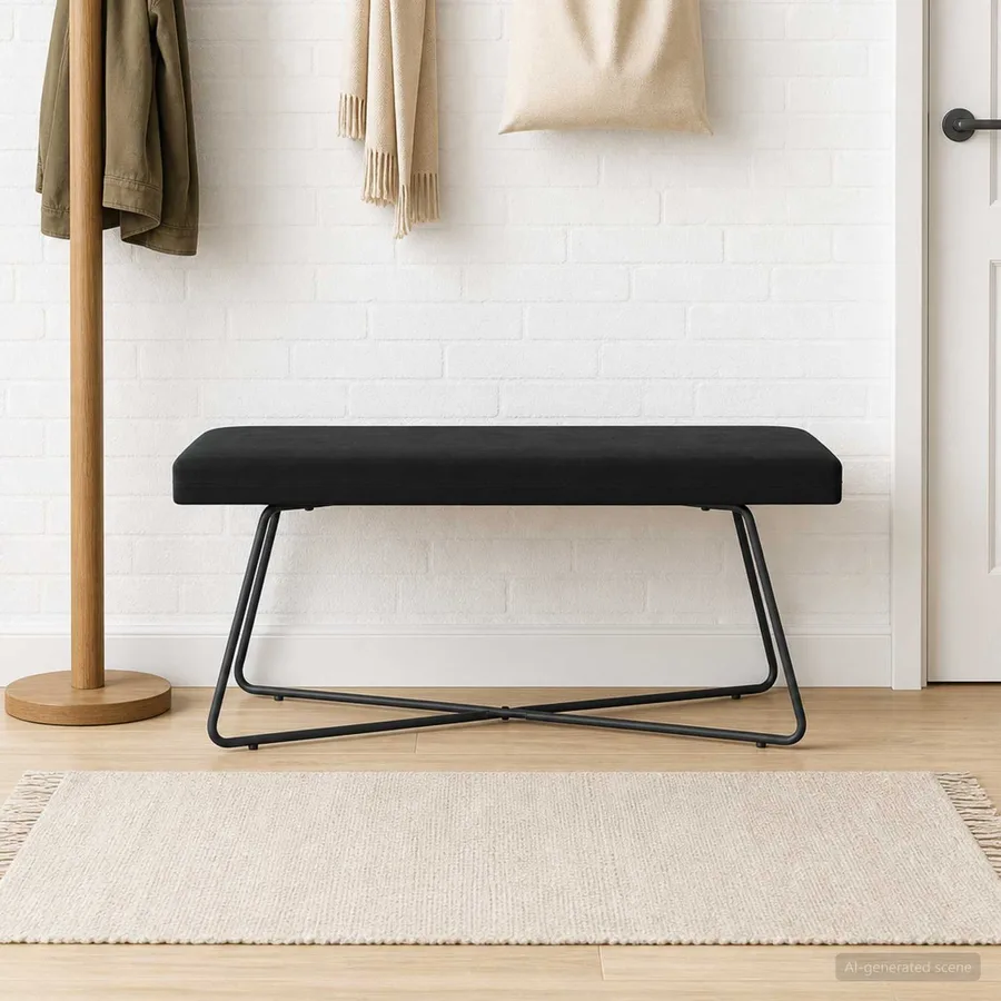 banc Noir 110 x 40 x 45 cm Velours - 4
