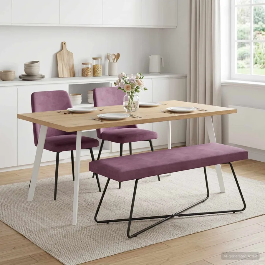 banc Pourpre 110 x 40 x 45 cm Velours - 3