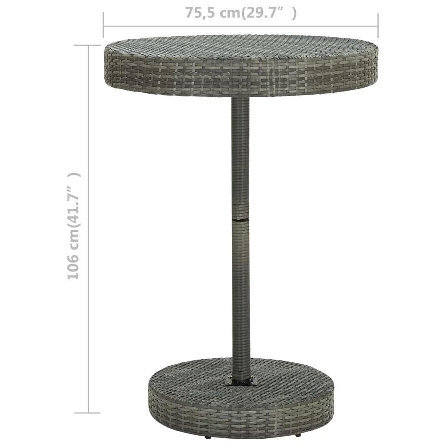 Table de jardin Gris 75,5x106 cm Résine tressée - 4