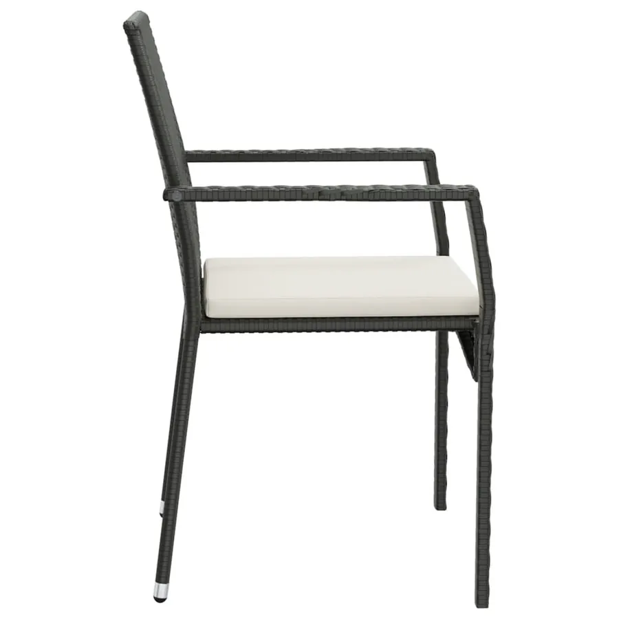 Ensemble à manger jardin 9pcs et coussins noir résine tressée - 6