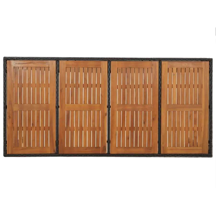 Ensemble à manger jardin 9pcs et coussins noir résine tressée - 9