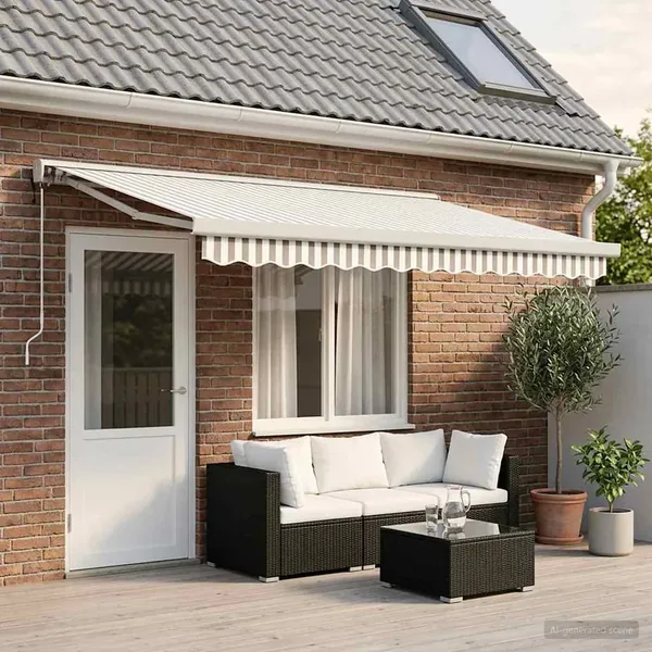 Auvent rétractable Gris clair et blanc 500 × 300 cm