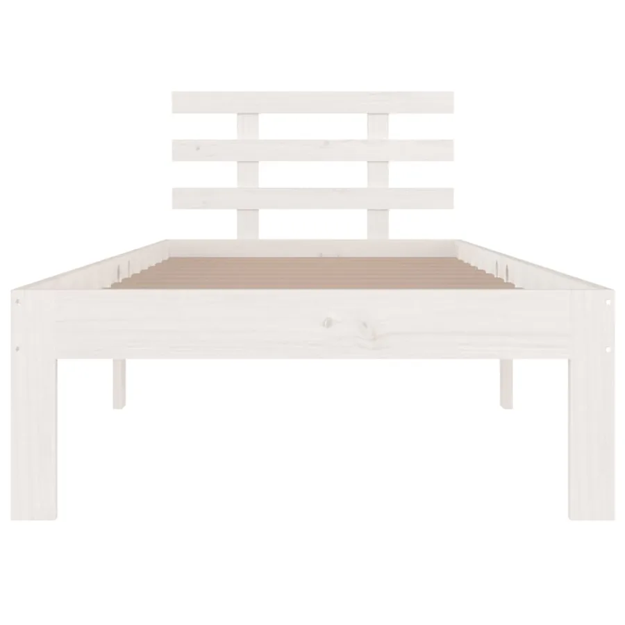 Cadre de lit sans matelas blanc bois massif 90x200 cm - 4