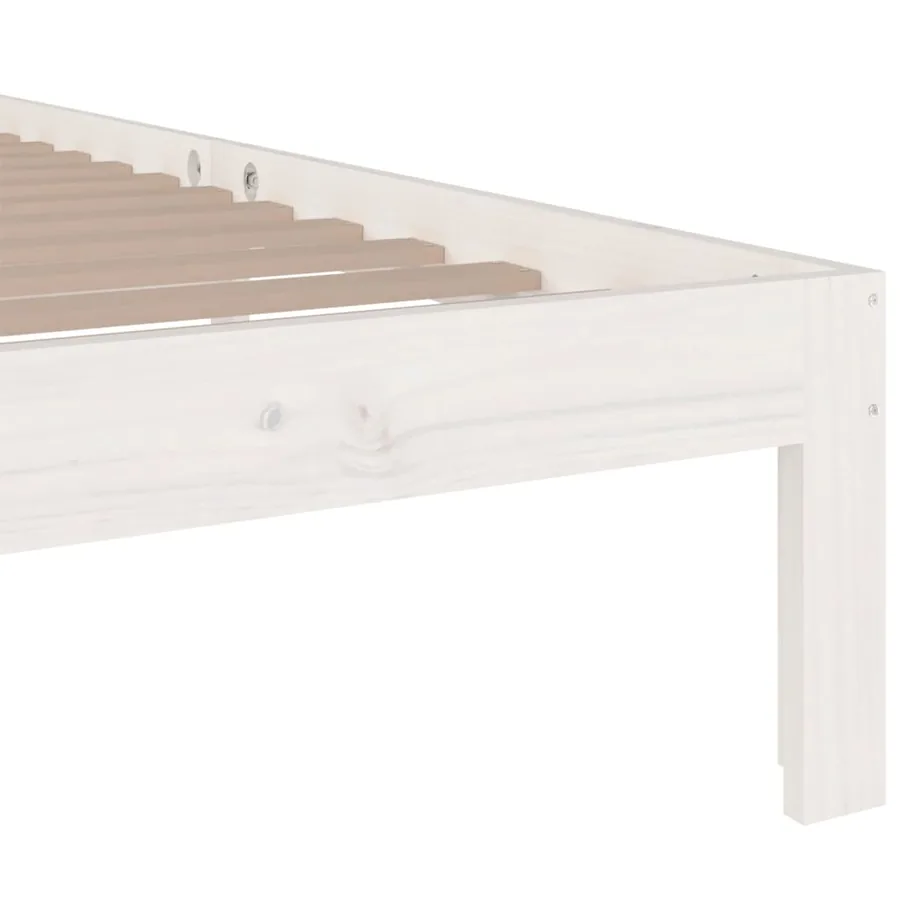Cadre de lit sans matelas blanc bois massif 90x200 cm - 6