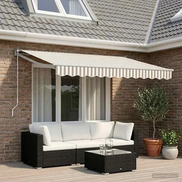 Auvent rétractable Gris clair et blanc 3 x 2 m