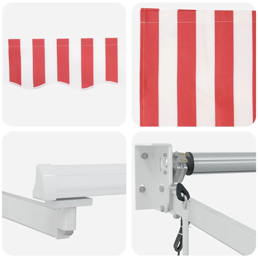 Auvent rétractable électrique Rouge et Blanc 4,5 × 3 m - 9