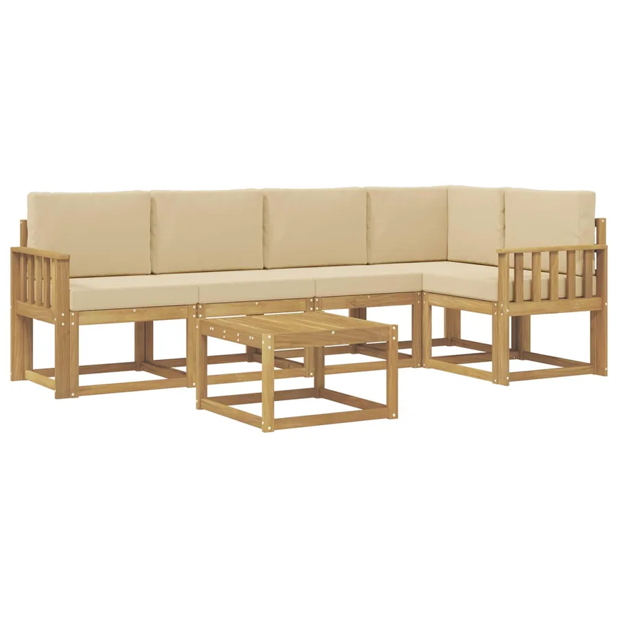Ensemble de canapés d'extérieur 6 pcs Blanc et Beige - 2