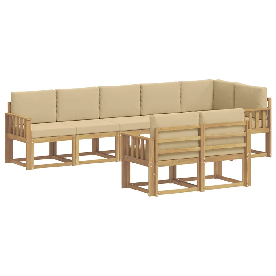 Ensemble de canapés d'extérieur 8 pcs Blanc et Beige Polyester - 2