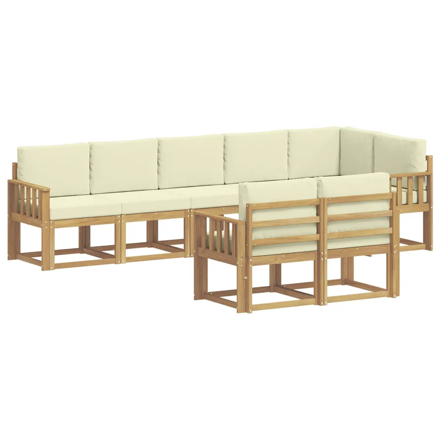 Ensemble de canapés d'extérieur 8 pcs Blanc et crème Polyester - 2