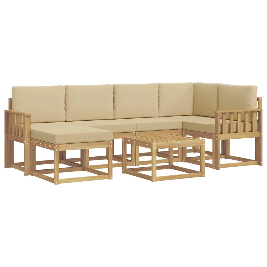 Ensemble de canapés d'extérieur 7 pcs Blanc et Beige - 2