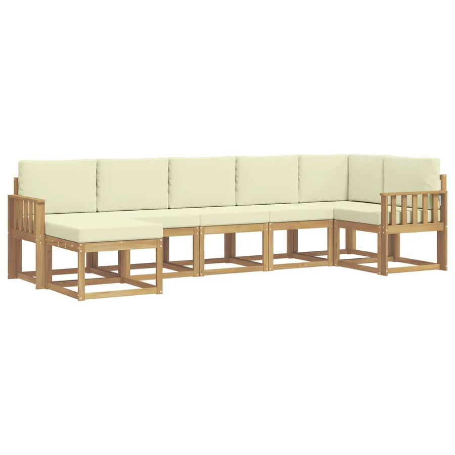 Ensemble de canapés d'extérieur 7 pcs Blanc et crème Polyester - 2