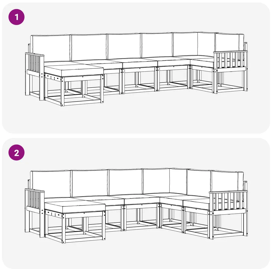 Ensemble de canapés d'extérieur 7 pcs Blanc et crème Polyester - 7
