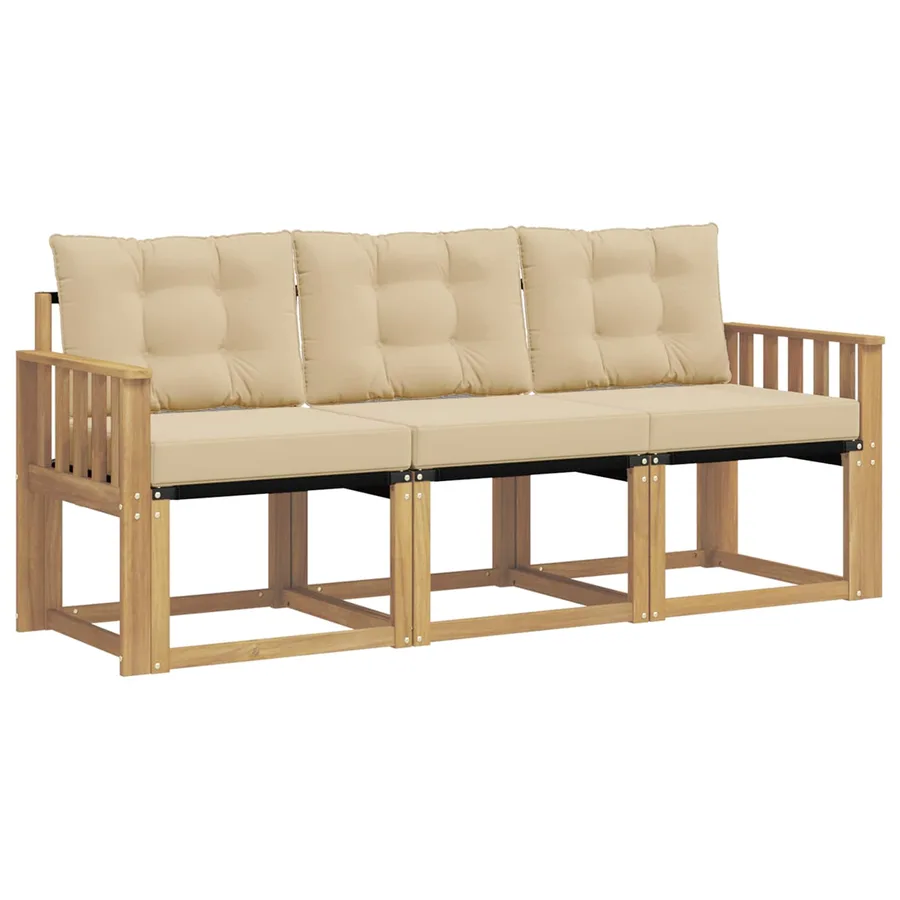Ensemble de canapés d'extérieur 3 pcs Blanc et Beige - 2