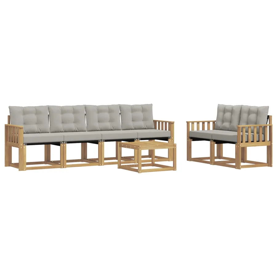 Ensemble de canapés d'extérieur 7 pcs Blanc et gris clair - 2