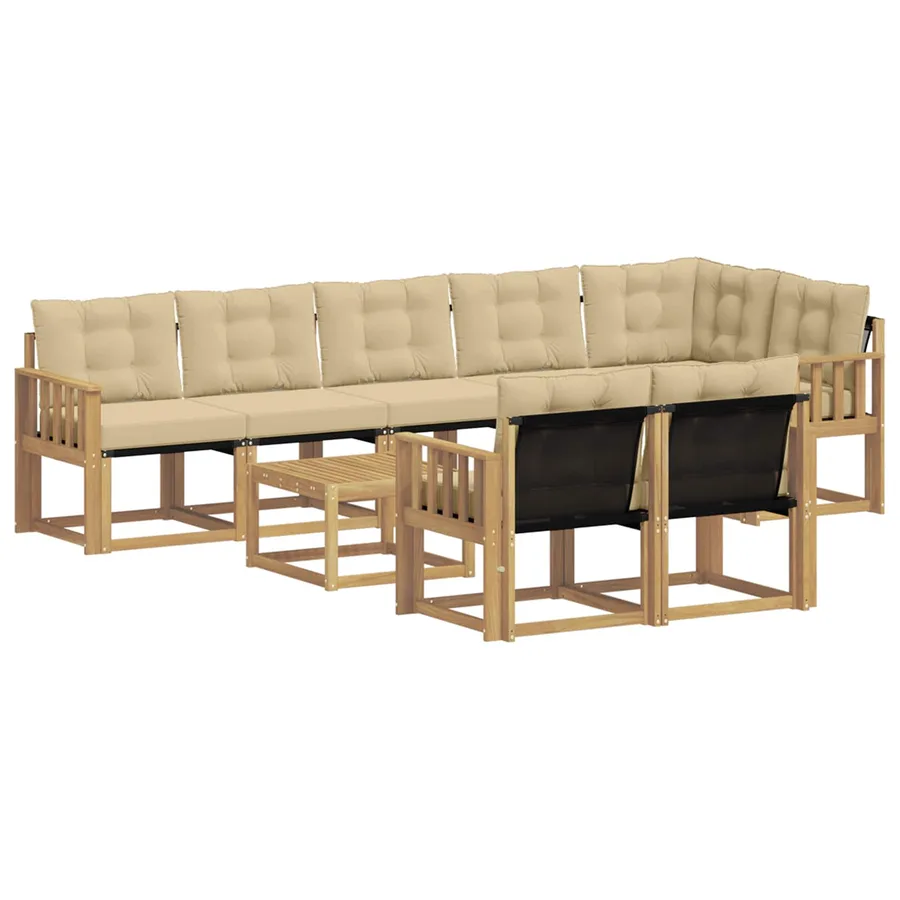 Ensemble de canapés d'extérieur 9 pcs Blanc et Beige - 2