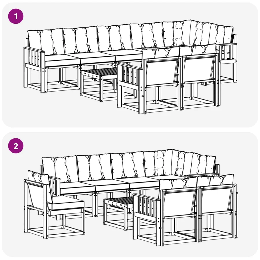 Ensemble de canapés d'extérieur 9 pcs Blanc et Beige - 9