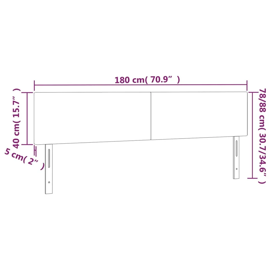 Tête de lit à LED Gris 180x5x78/88 cm Similicuir - 6