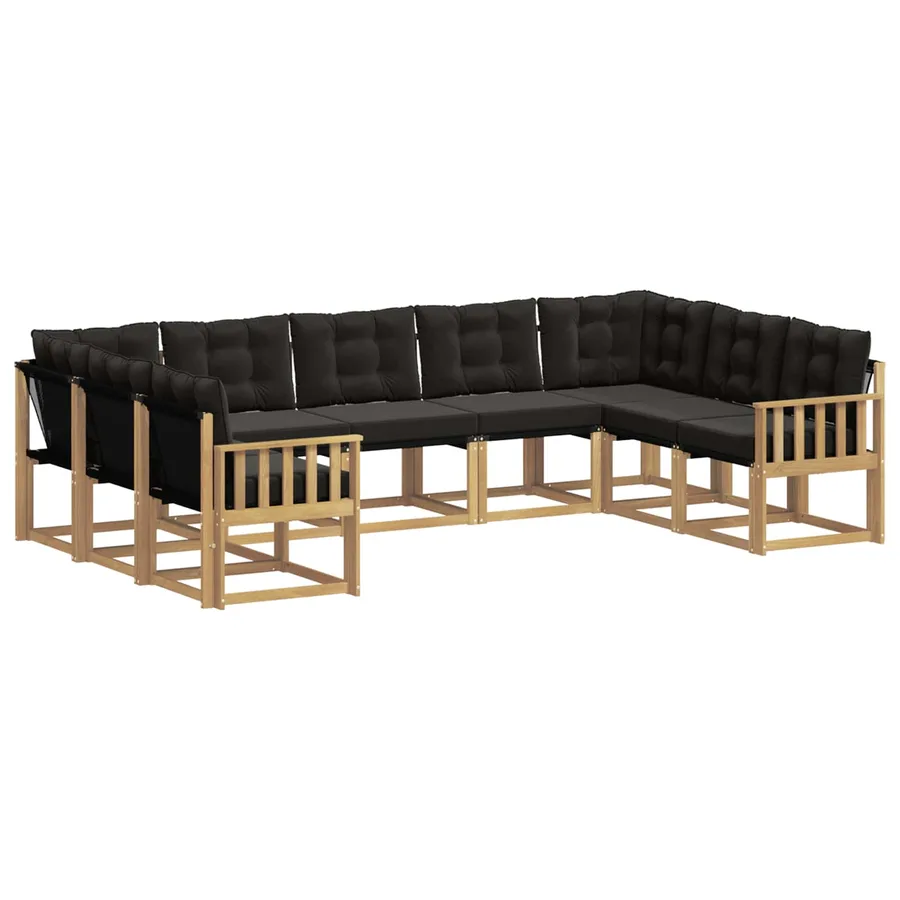 Ensemble de canapés d'extérieur 9 pcs Blanc et noir - 2