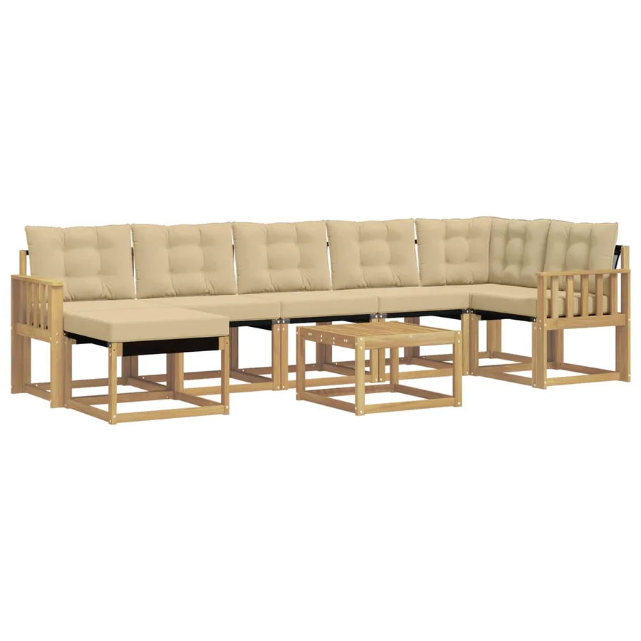 Ensemble de canapés d'extérieur 8 pcs Blanc et Beige - 2