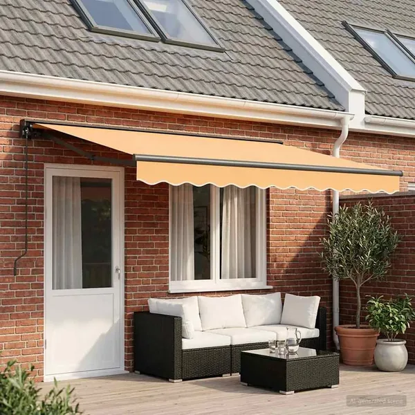 Auvent rétractable Sable 4,5 × 3 m Polyester et Aluminium