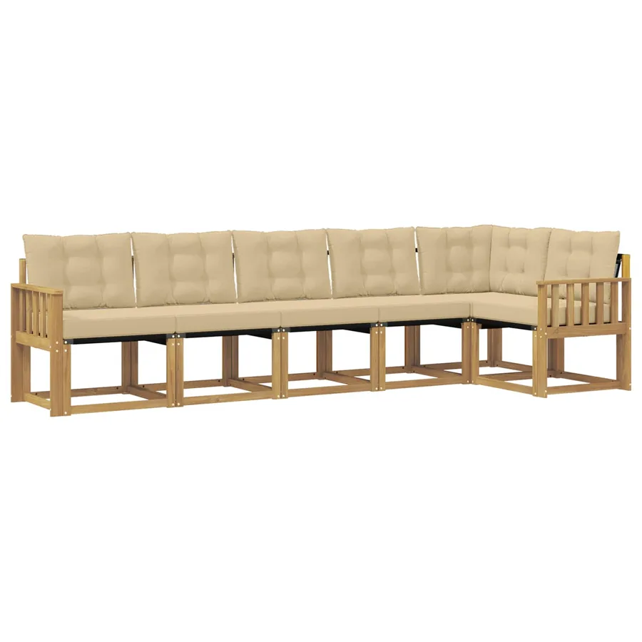 Ensemble de canapés d'extérieur 6 pcs Blanc et Beige - 2
