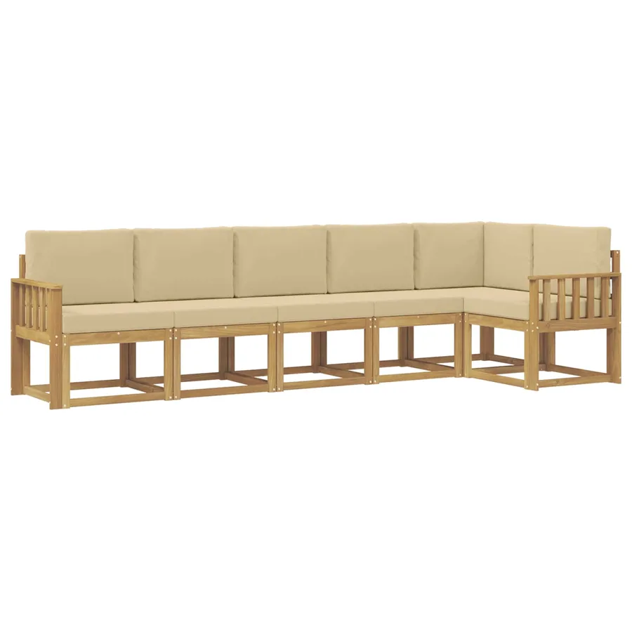 Ensemble de canapés d'extérieur 6 pcs Blanc et Beige Polyester - 2