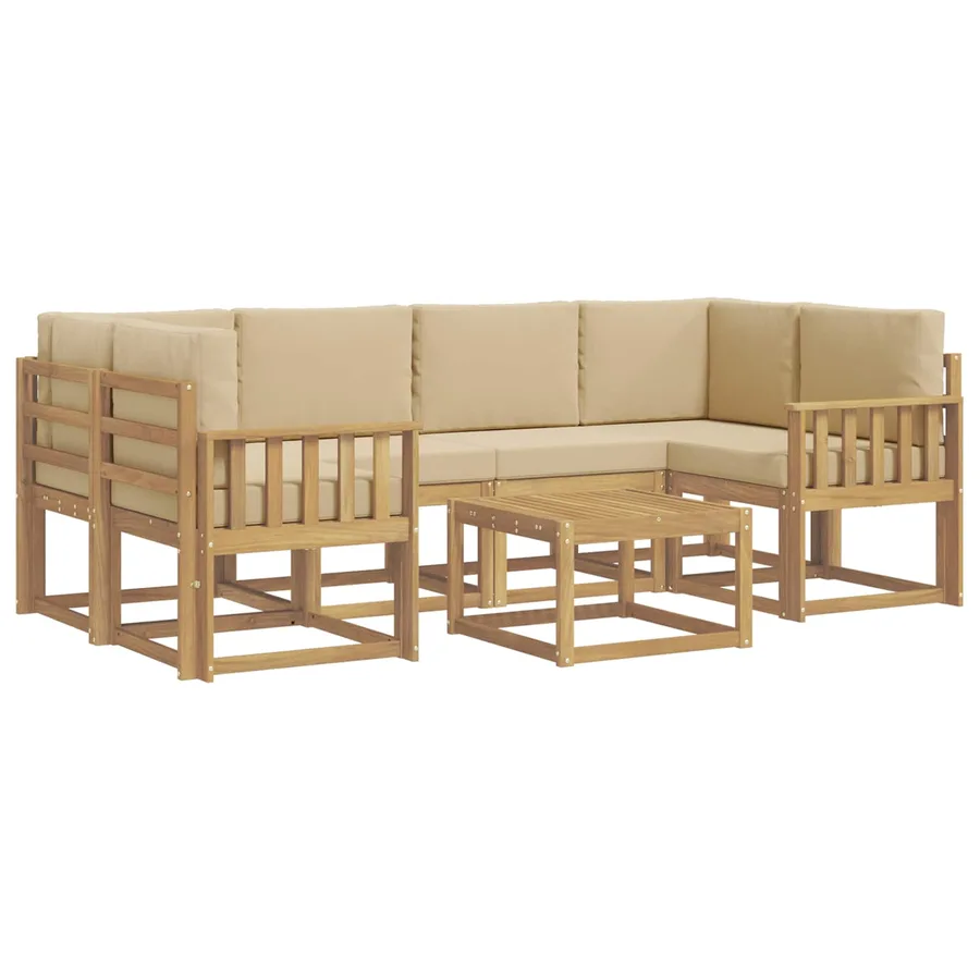 Ensemble de canapés d'extérieur 7 pcs Blanc et Beige - 2