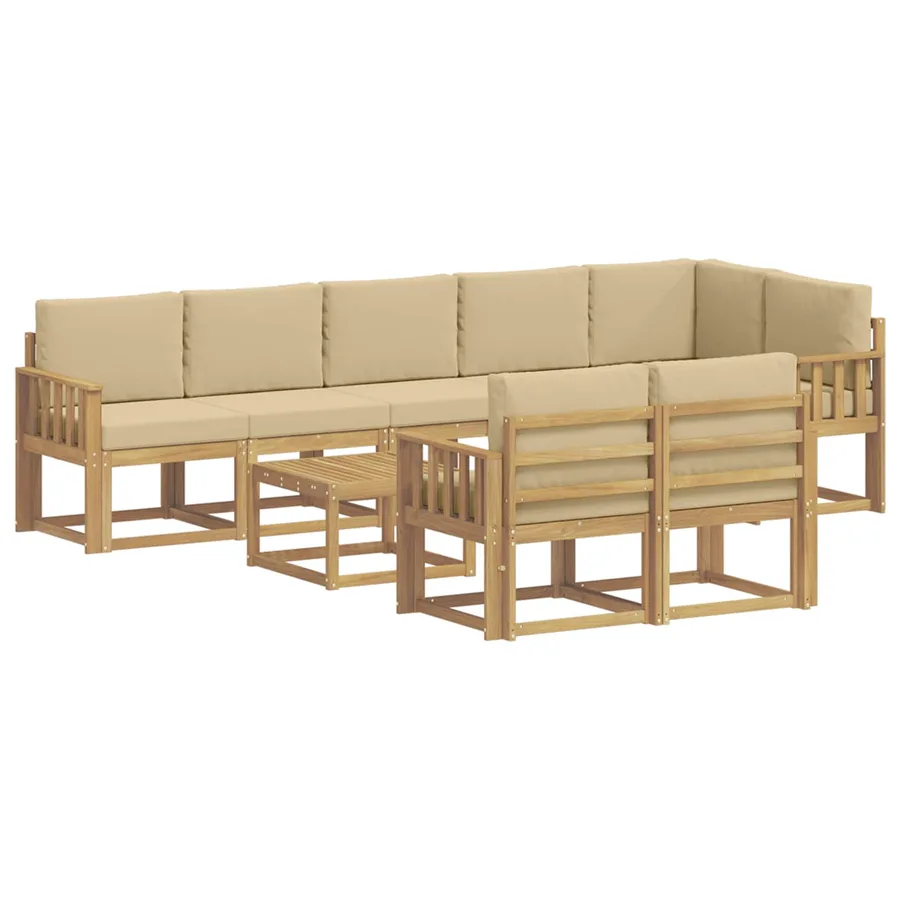 Ensemble de canapés d'extérieur 9 pcs Blanc et Beige Polyester - 2