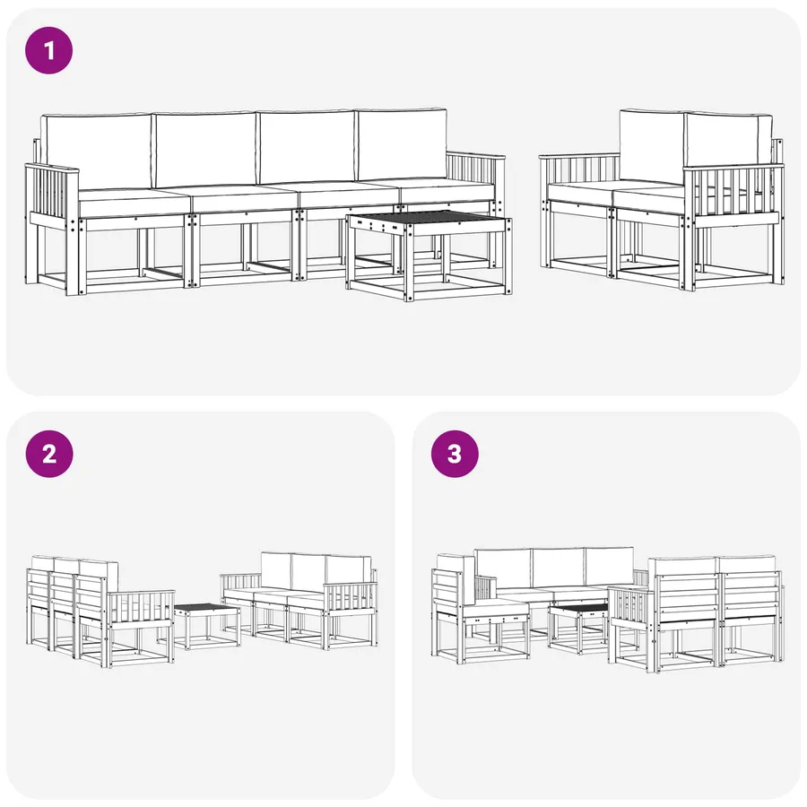 Ensemble de canapés d'extérieur 7 pcs Blanc et anthracite - 6