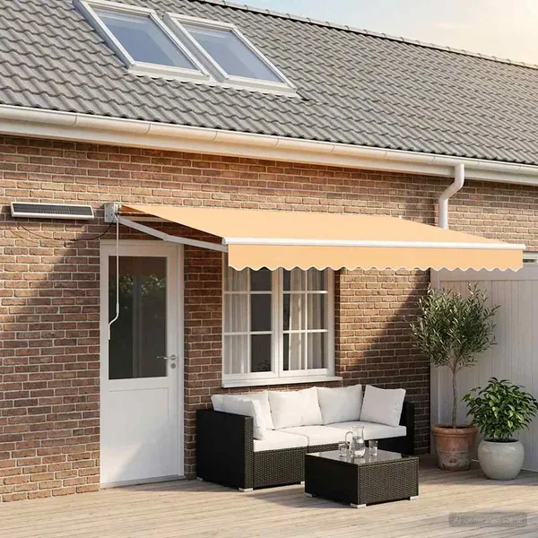 Auvent rétractable électrique Sable 100% Polyester et Aluminium