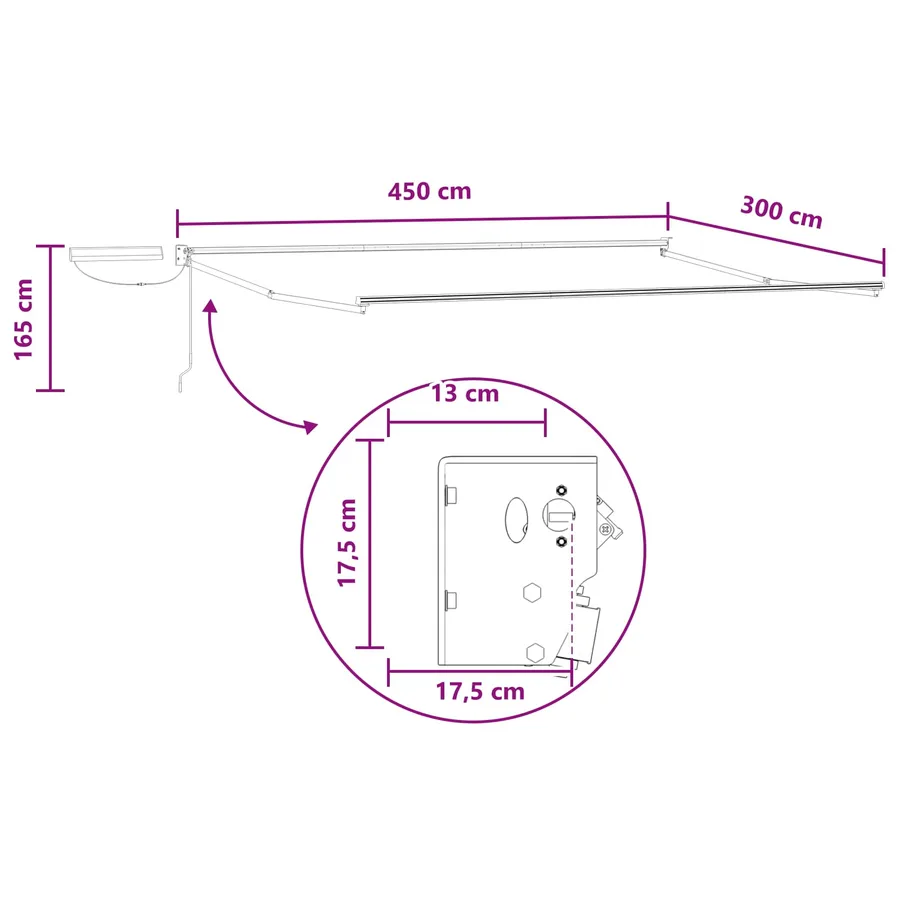 Auvent rétractable électrique Sable 100% Polyester et Aluminium - 9