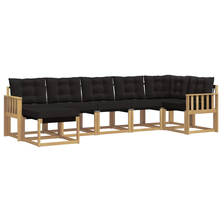 Ensemble de canapés d'extérieur 7 pcs Blanc et noir - 2