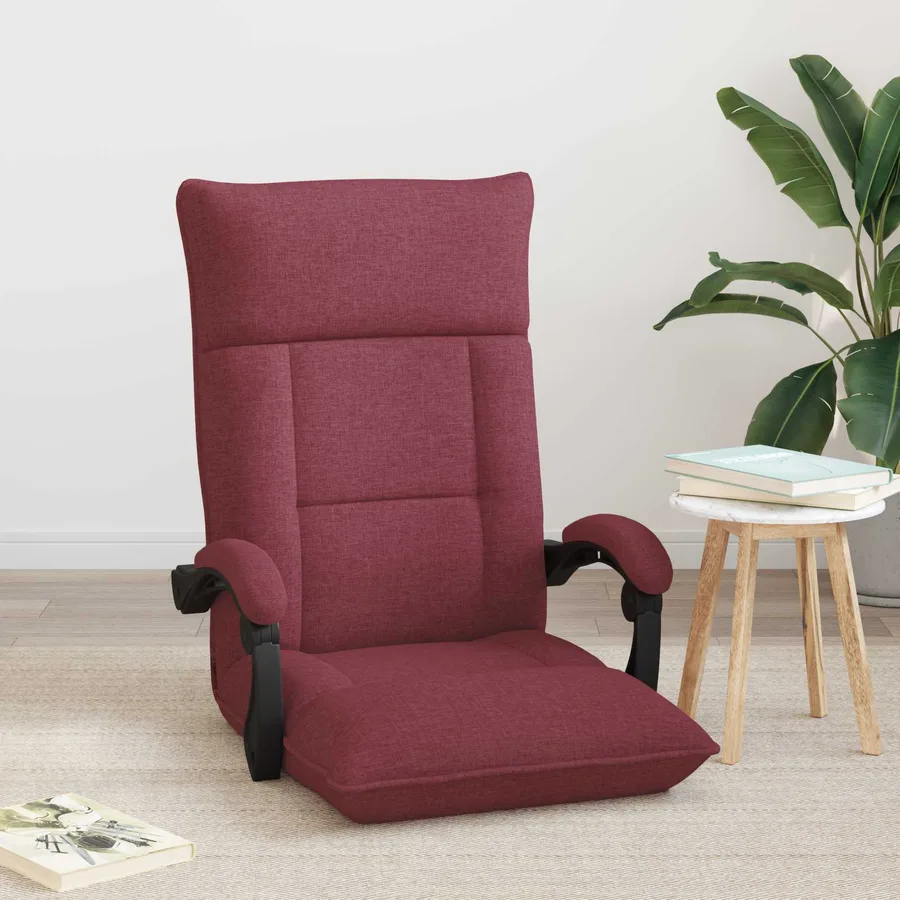 Fauteuil de sol ajustable Bordeaux Tissu - 3