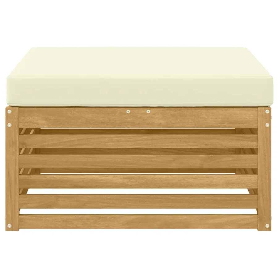 Pouf d'Extérieur Bois d'Acacia Massif Blanc - 3