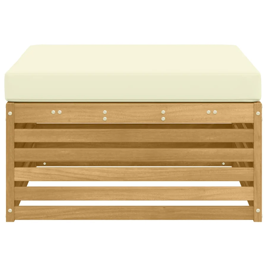 Pouf d'Extérieur Bois d'Acacia Massif Blanc - 4