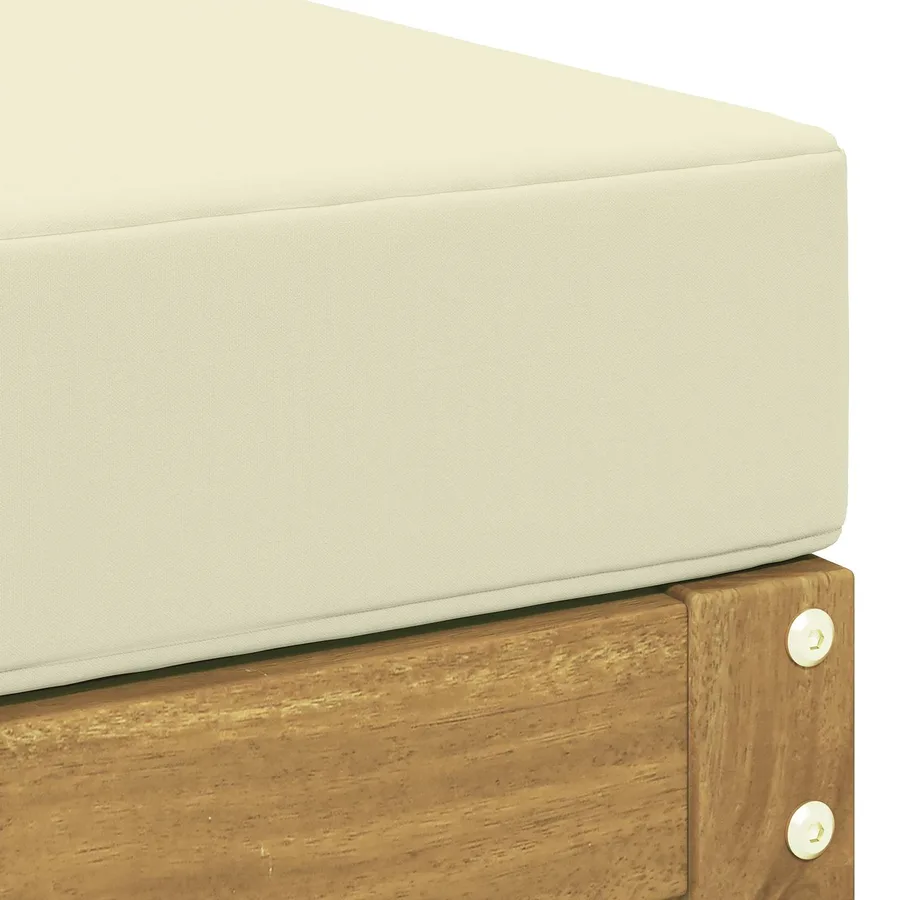 Pouf d'Extérieur Bois d'Acacia Massif Blanc - 5